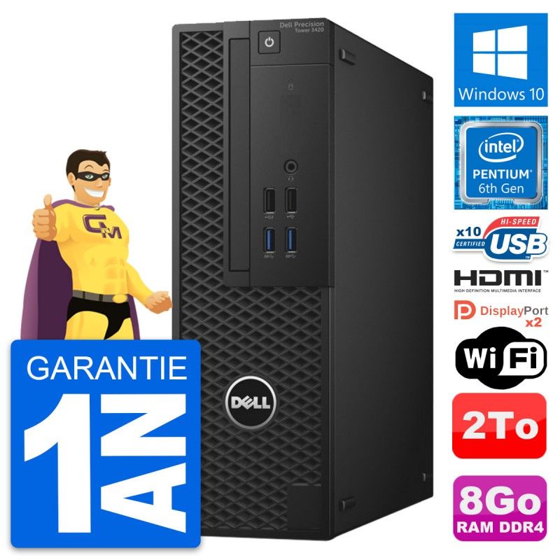 Dell Precision T3420 SFF PC - Intel G4400, 8GB RAM, 2TB HDD, HDMI, WiFi, Windows 10