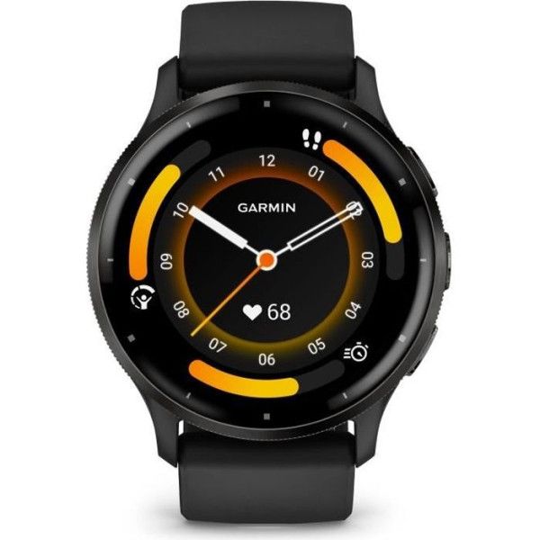 Reloj inteligente Garmin Venu 3 - WiFi - 35,4 mm (1,4") - Acero gris, caja negra y pulsera de silicona negra