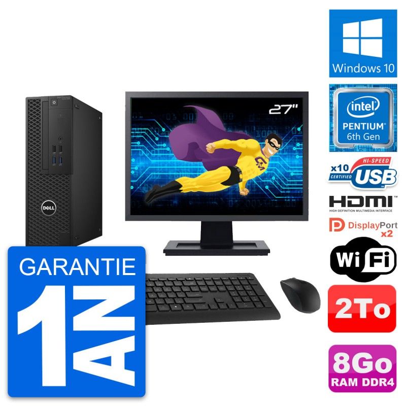 Dell T3420 SFF Desktop PC | 27" Screen | Intel G4400 | 8GB RAM | 2TB Storage | WiFi