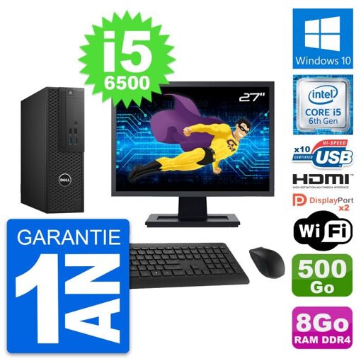 Computadora de escritorio Dell T3420 SFF - Pantalla de 27'', i5-6500, 8GB de RAM, 500GB HDD, HDMI, Windows 10, WiFi