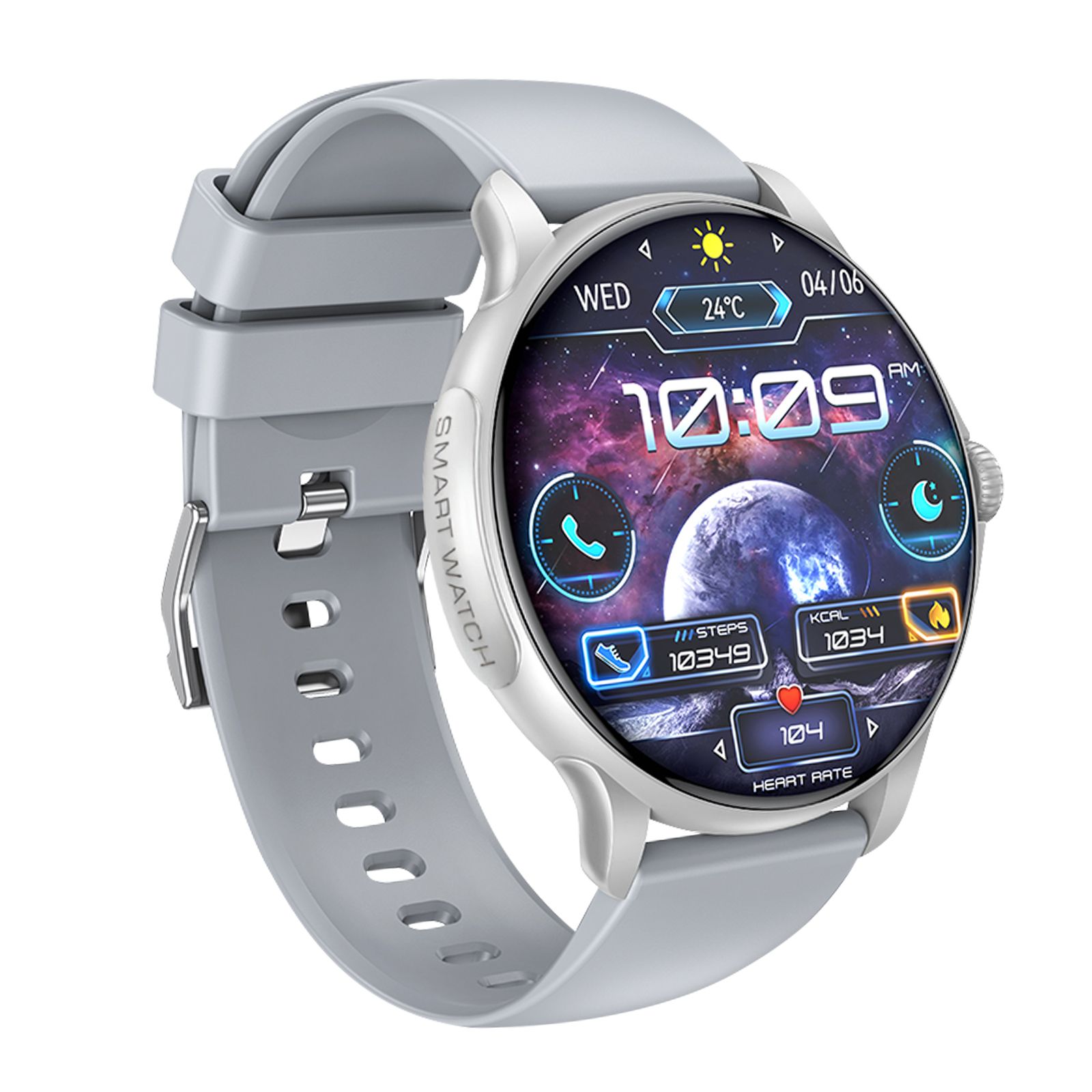 XO J11 Health & Sports Smartwatch with AMOLED Screen and IP68 Water Resistance - Silver