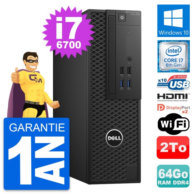 Dell Precision T3420 SFF Desktop - i7-6700, 64GB RAM, 2TB HDD, Windows 10