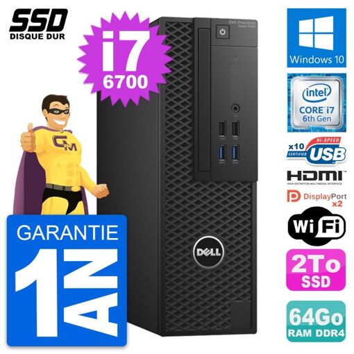 Computadora Dell Precision T3420 SFF - Procesador Intel Core i7-6700, 64GB de RAM, 2TB SSD, HDMI, WiFi