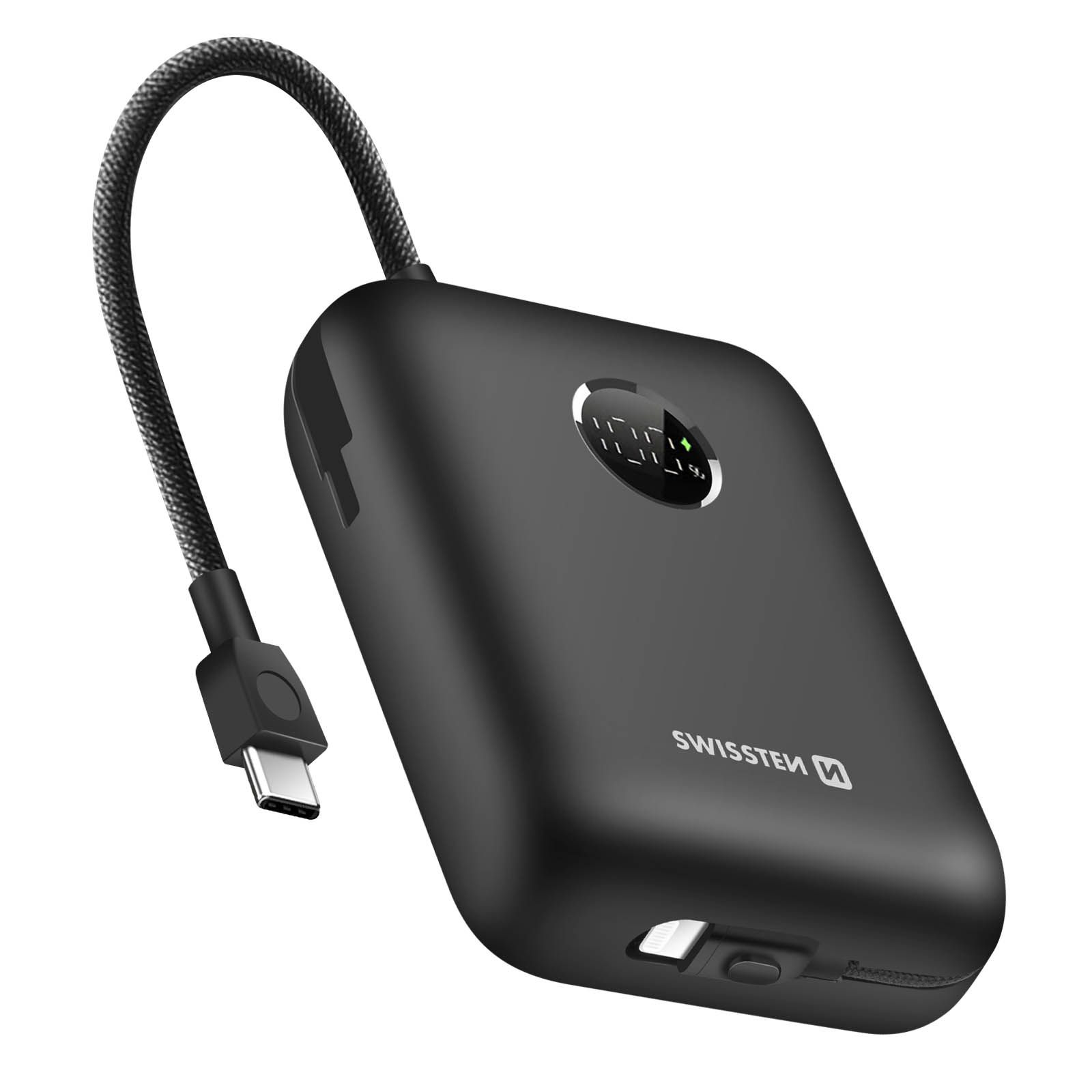 Swissten 30000mAh External Battery with USB-C and Lightning Cables
