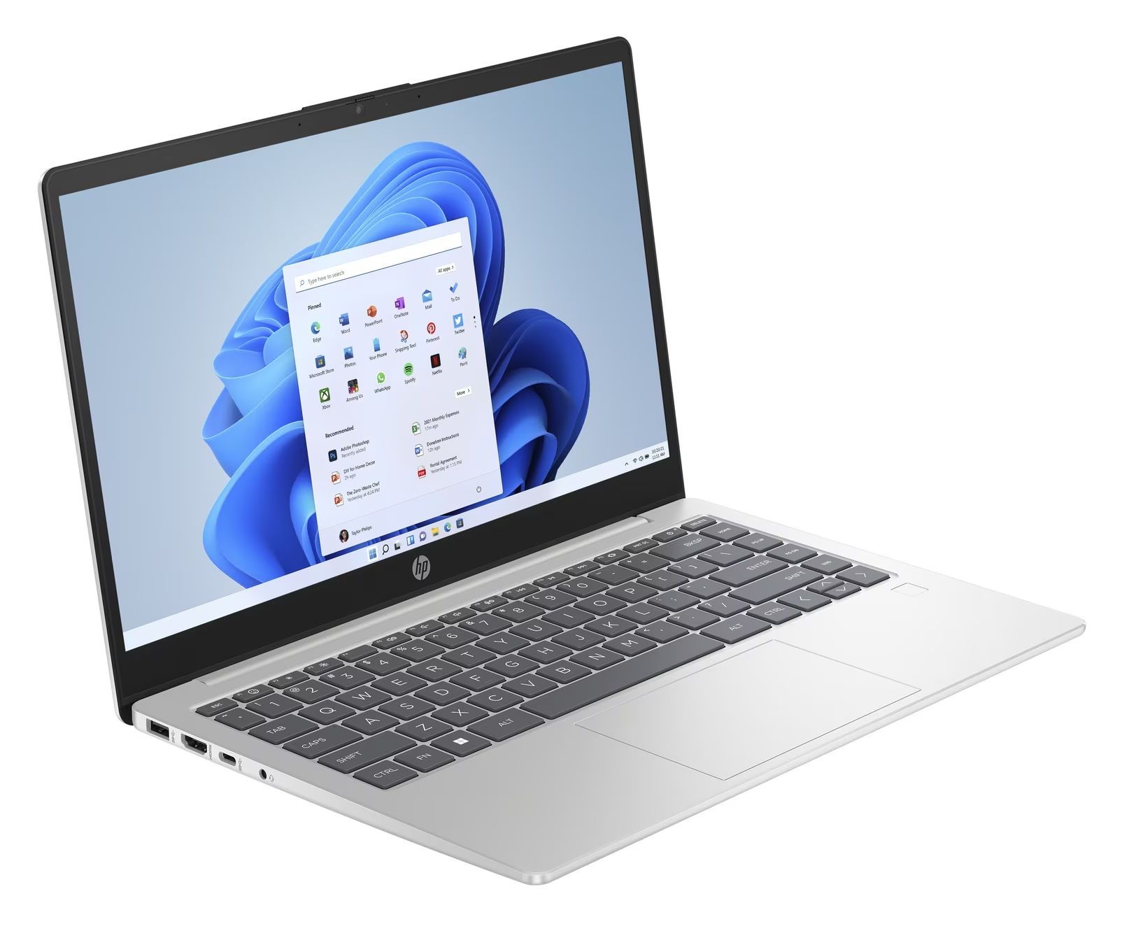 HP 14-EP0013NF Laptop - 14" FHD, Intel Core i3 N305, 8GB RAM, 512GB SSD, Silver Bluetooth Mouse HP 240, Reversible Sleeve + Microsoft 365 Personal 1-Year