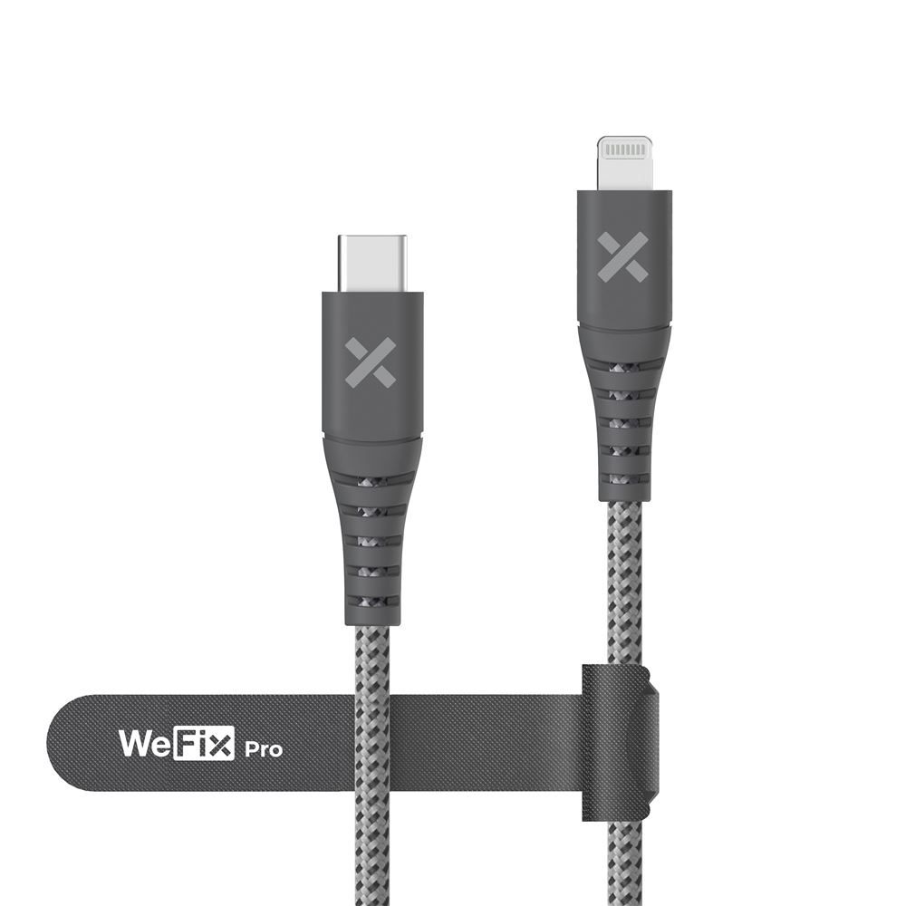 Cable WEFIX PRO reforzado USB-C a Lightning de 2 metros gris