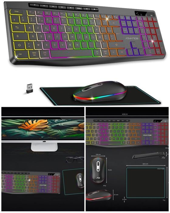 Advance R-TYPE Wireless Keyboard (AZERTY, Windows & Mac Compatible, 10 Multimedia Keys, IPX4 Waterproof)