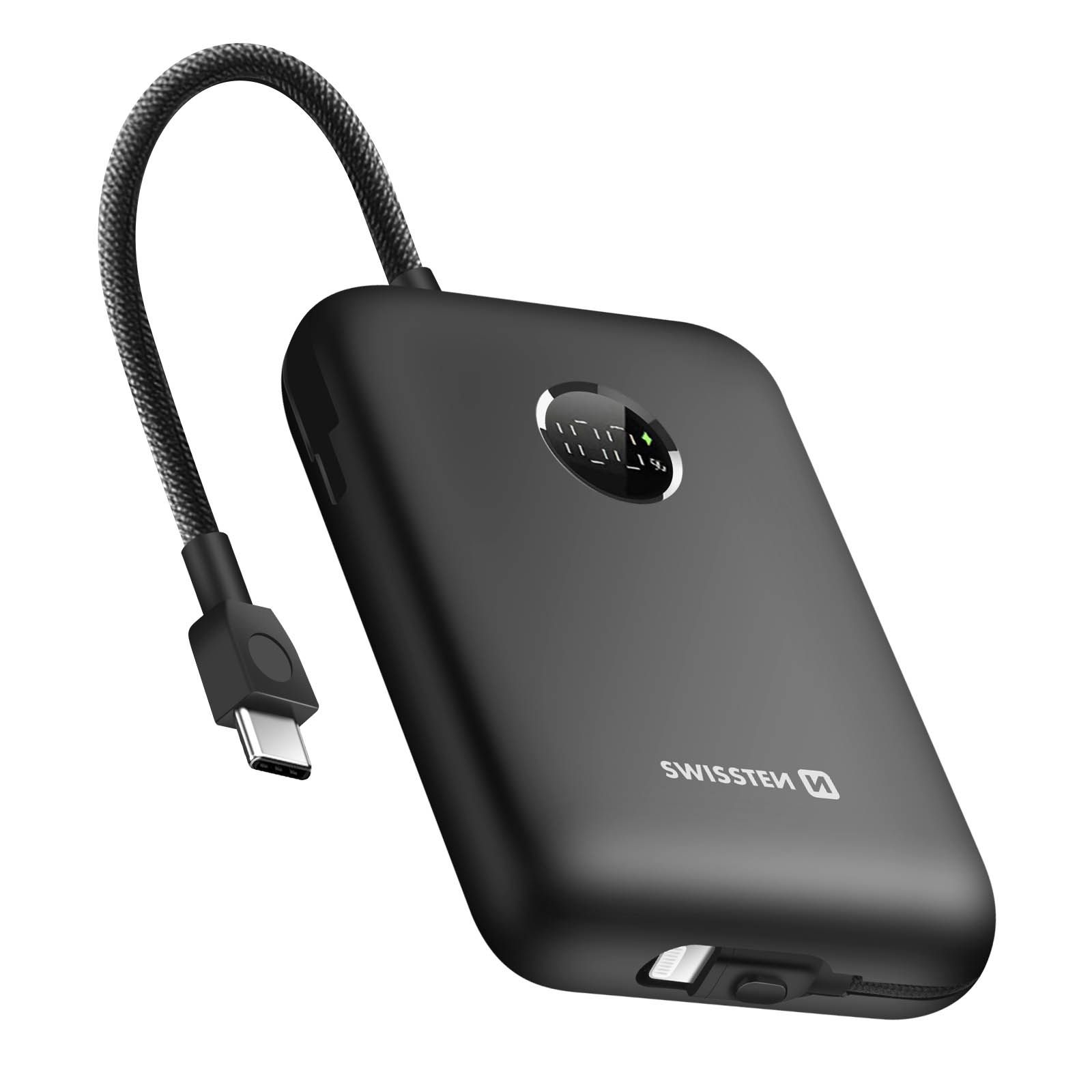 Swissten 20,000mAh External Battery with USB-C and Lightning Cables