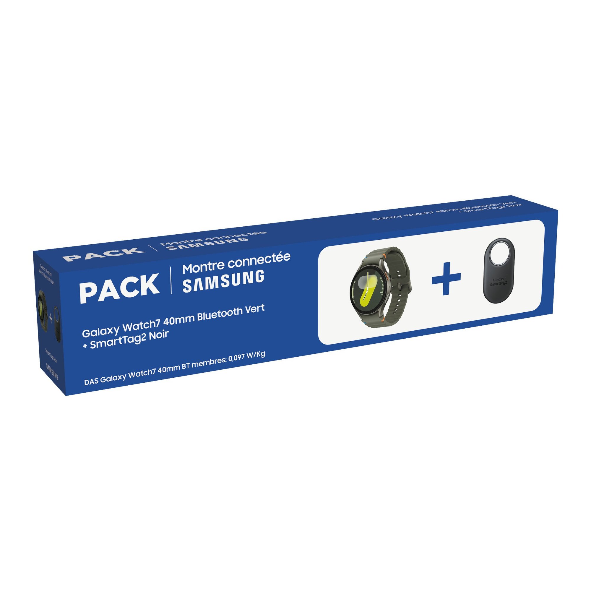 Paquete de reloj inteligente Samsung Galaxy Watch7 de 40 mm verde con SmartTag 2 Negro