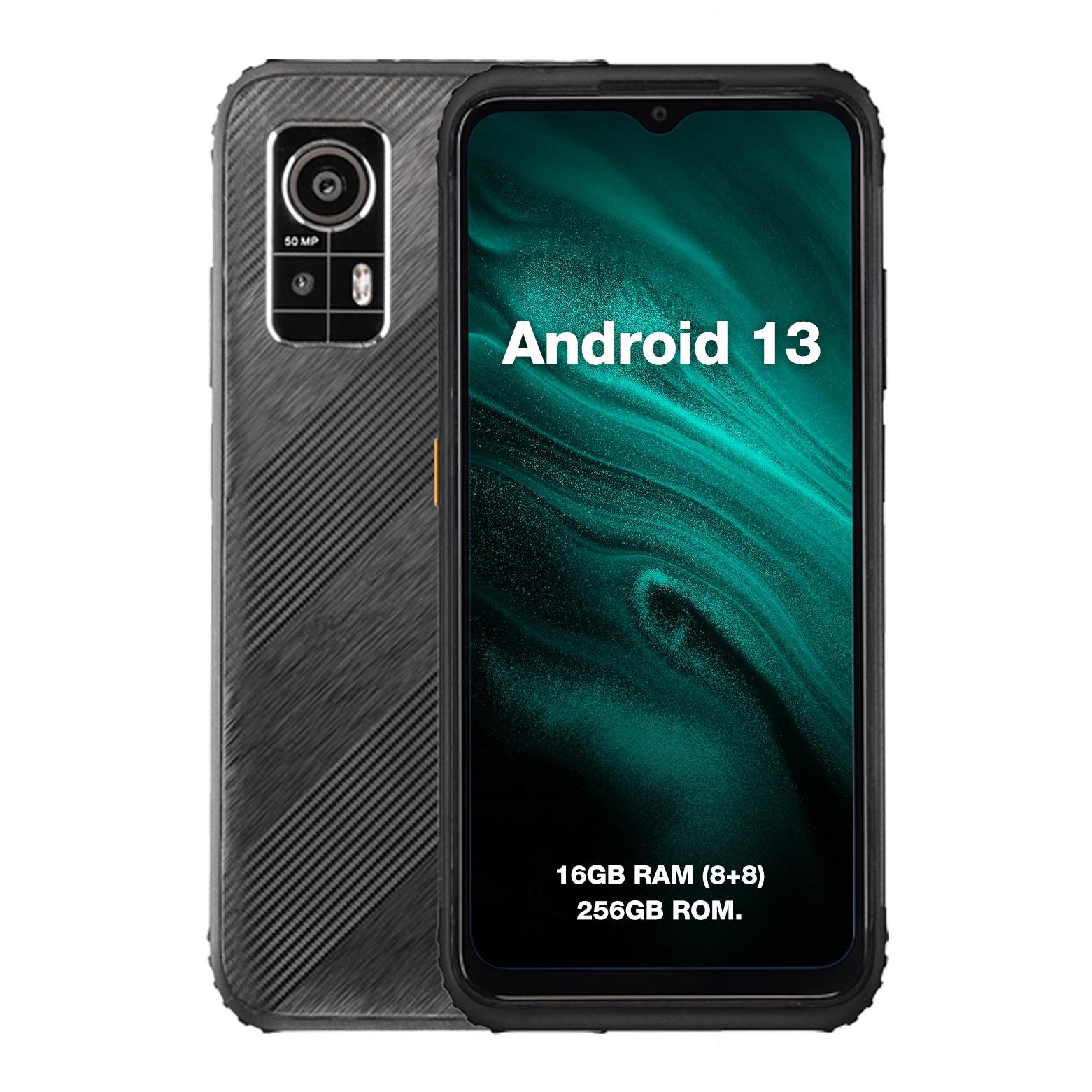 AGM H6 - 6.56" Double SIM Android 13 Phone, 8GB RAM, 256GB Storage, 4900mAh Battery, Black