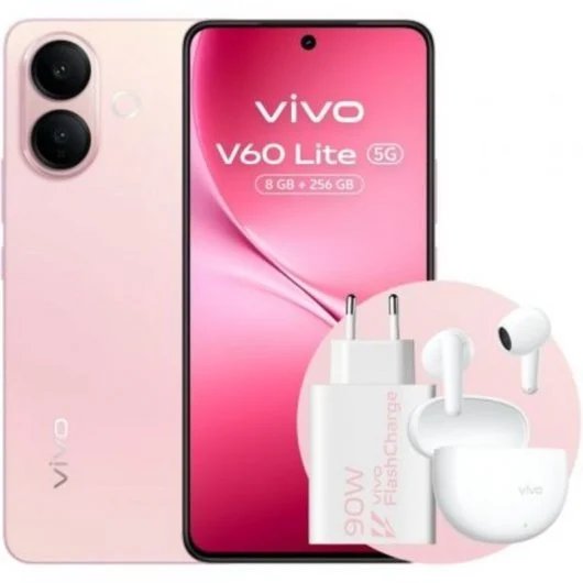 Vivo V60 Lite 6.77" AMOLED 5G Phone - 8GB RAM, 256GB, Pink