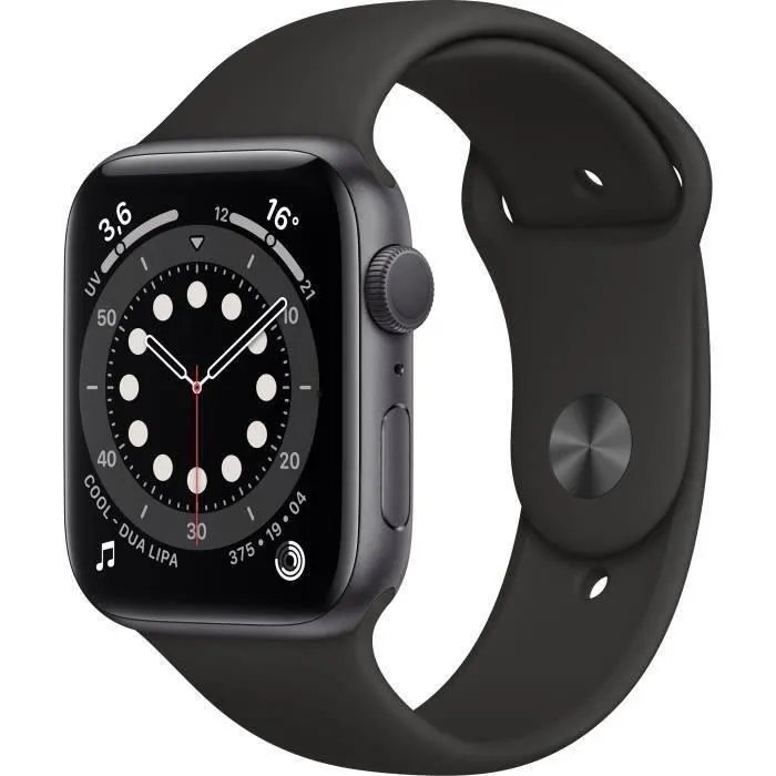 Apple Watch Series 6 GPS - 44mm Aluminium Case Space Grey - Black Strap (2020) Refurbished - Excellent Condition