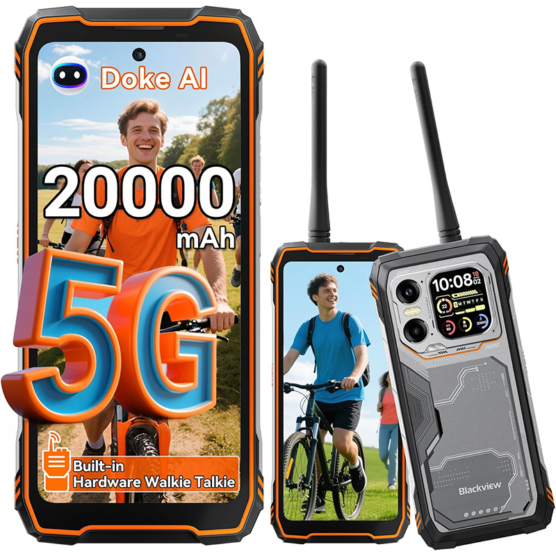 Blackview XPLORE 1 5G Walkie Talkie Phone - Unbreakable, Robust 6.78" 2K Display, AI, NFC, Dual SIM (36GB + 512GB/2TB) - Orange