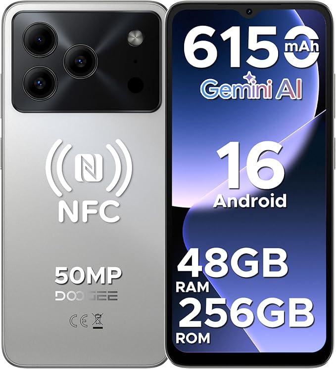 Doogee Note56 Plus 48GB RAM + 256GB ROM Smartphone - Cheap Android 16 Phone with 6.56' HD+ Display, 90Hz Refresh Rate, 50MP Main Camera and Waterproof Design