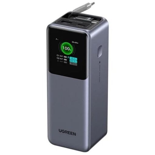 Batería externa UGreen Nexode 20.000 mAh 165W con cable retráctil (Negro)