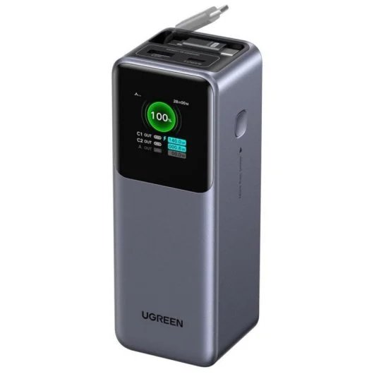UGreen Nexode 20000mAh 165W Power Bank with Retractable Cable (Black)