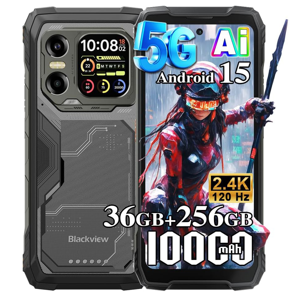 Blackview XPLORE X1 5G Rugged Phone - 20000mAh, 36GB+256GB/2TB, 6.78" AMOLED, 120Hz, NFC, AI, Dual SIM, Black