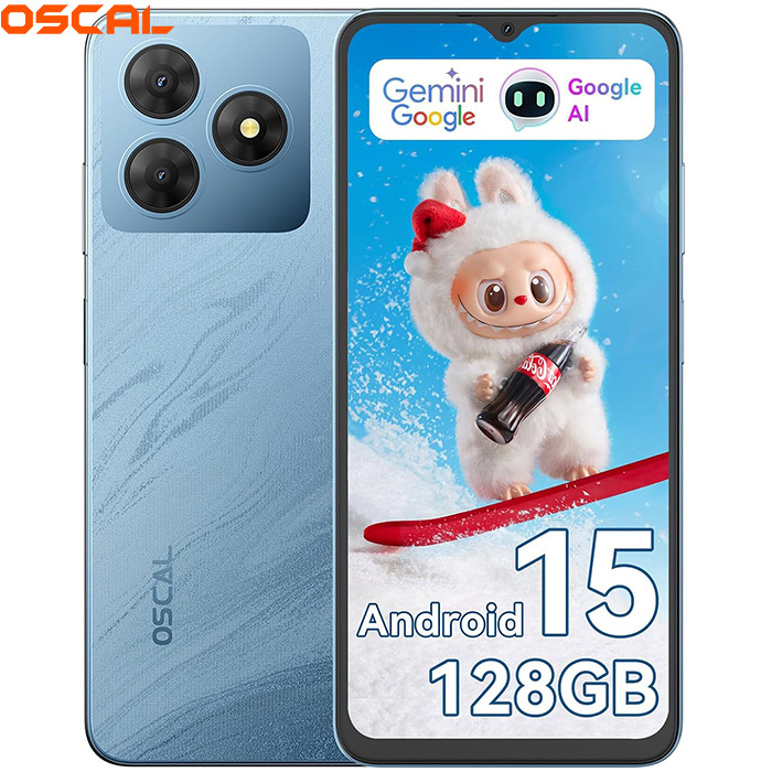 Teléfono Móvil Blackview Oscal FLAT 2 - Pantalla de 6.56 pulgadas, 12GB de RAM, 128GB/2TB Almacenamiento, Cámara de 13MP, Batería de 5000mAh, Android 14, Dual SIM - Azul