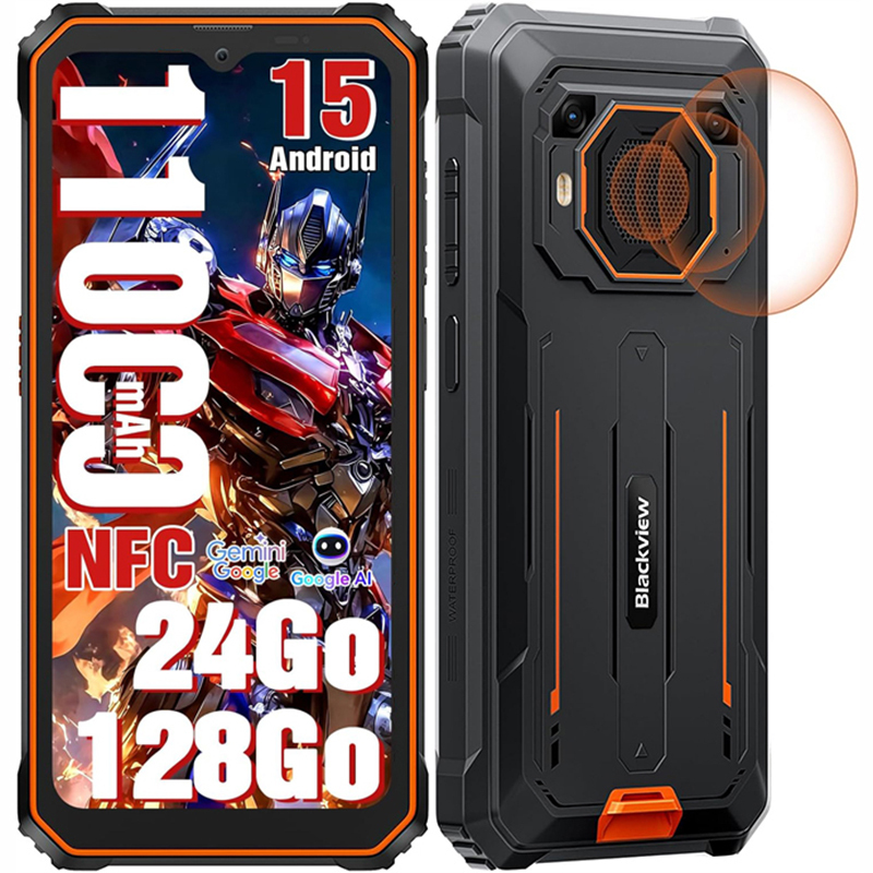 Blackview BV6200 Plus Rugged Phone - 6.56" HD+ IPS, 11000mAh Battery, 8GB RAM, 128GB Storage, 16MP AI Camera, NFC, GPS