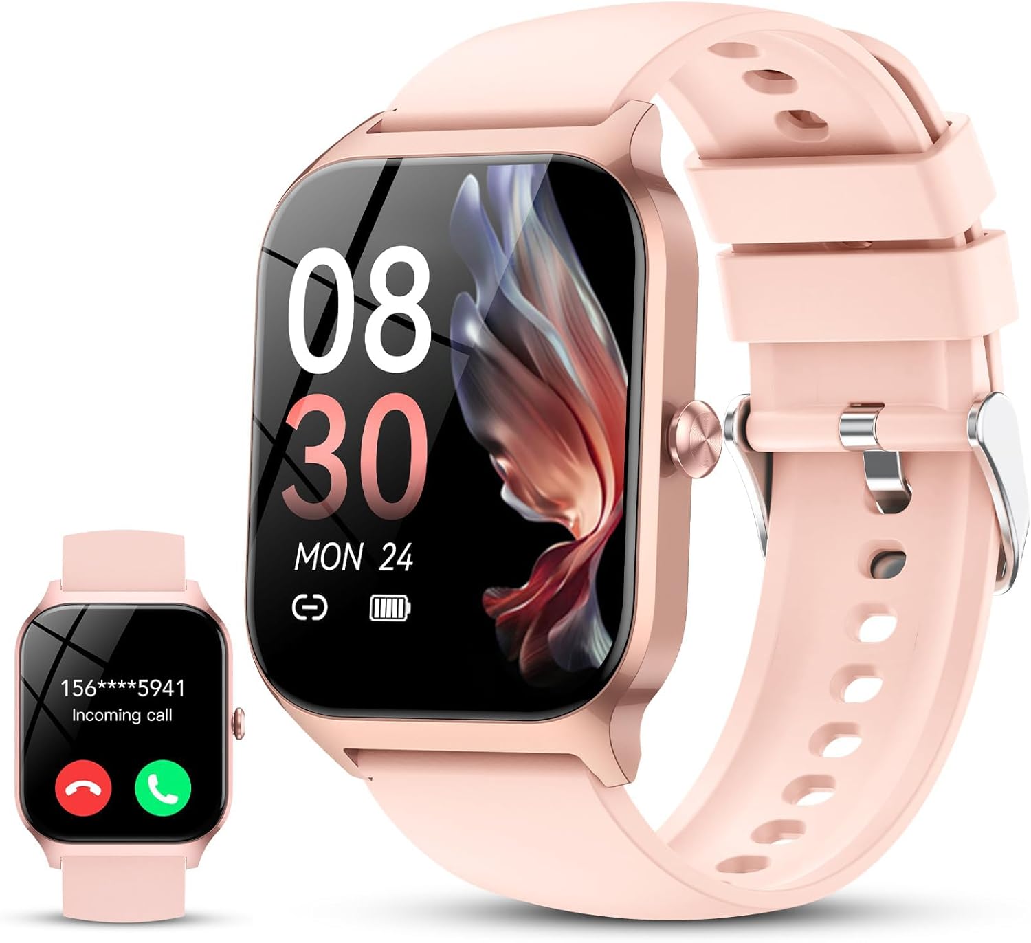 Reloj inteligente para hombres y mujeres de 1,85" HD, 115+ modos deportivos, telefonía Bluetooth, resistente al agua IP68, batería de hasta 30 días - Oro Rosa