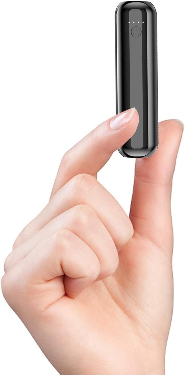 Batería externa ultracompacta de 5000 mAh con carga rápida de 2.4 A, cargador portátil universal para iPhone 14/13/12/11/X/7/8, iPad, Huawei, Samsung (Negro)