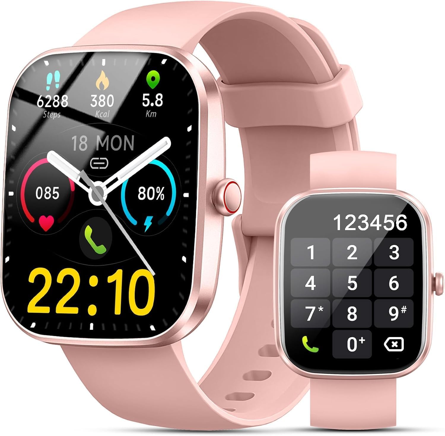 Smartwatch de 50 cm con Llamadas Bluetooth y Notificaciones de WhatsApp, Banda de Actividad IP68 con 100 Modos Deportivos, Rosa