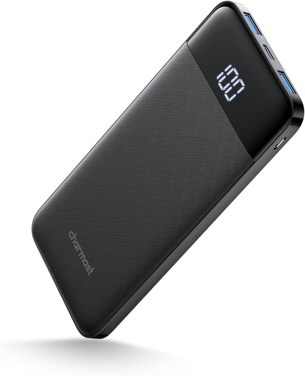 Charmast 10400mAh Power Bank with USB-C and LED Display (Black)