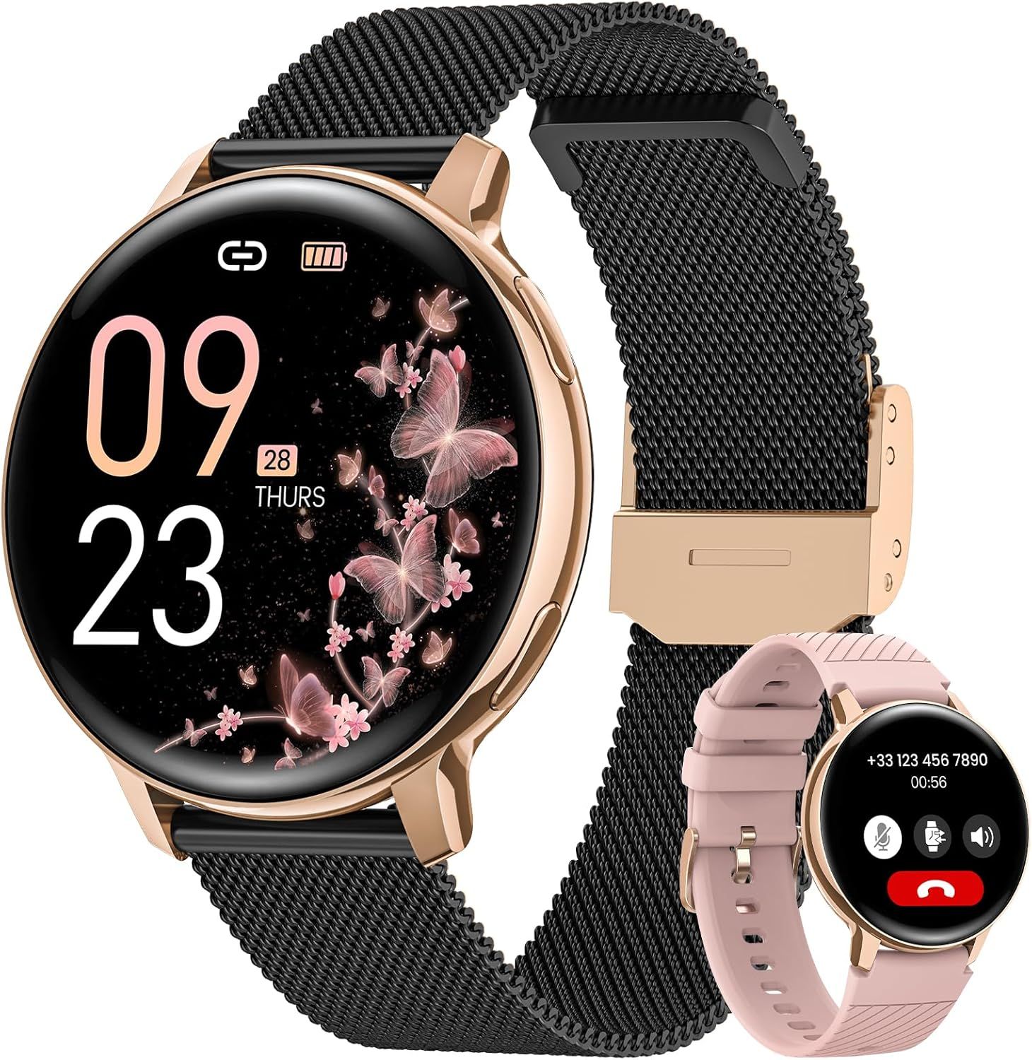 Smartwatch for Women with Bluetooth Calls, 1.39" HD Screen, Female Design, Sleep Tracking, Heart Rate, SpO2, Calories Counter, IP68 Waterproof, Android/iOS Compatible