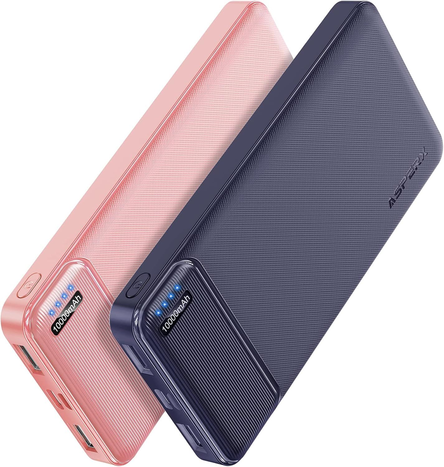 Batería externa, pack de 2 bancos de energía de 10000 mAh