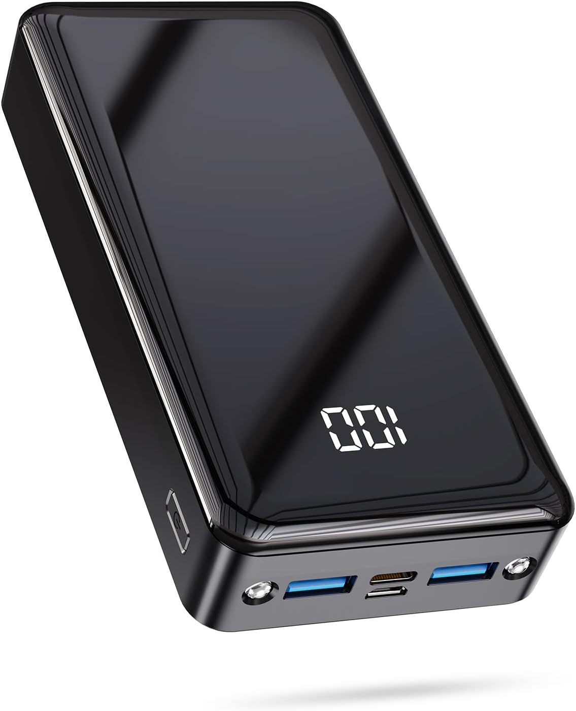 External Battery 24000mAh Quick Charge Portable Power Bank with 3 USB Outputs and 3 Inputs, LED Display and Pocket Light