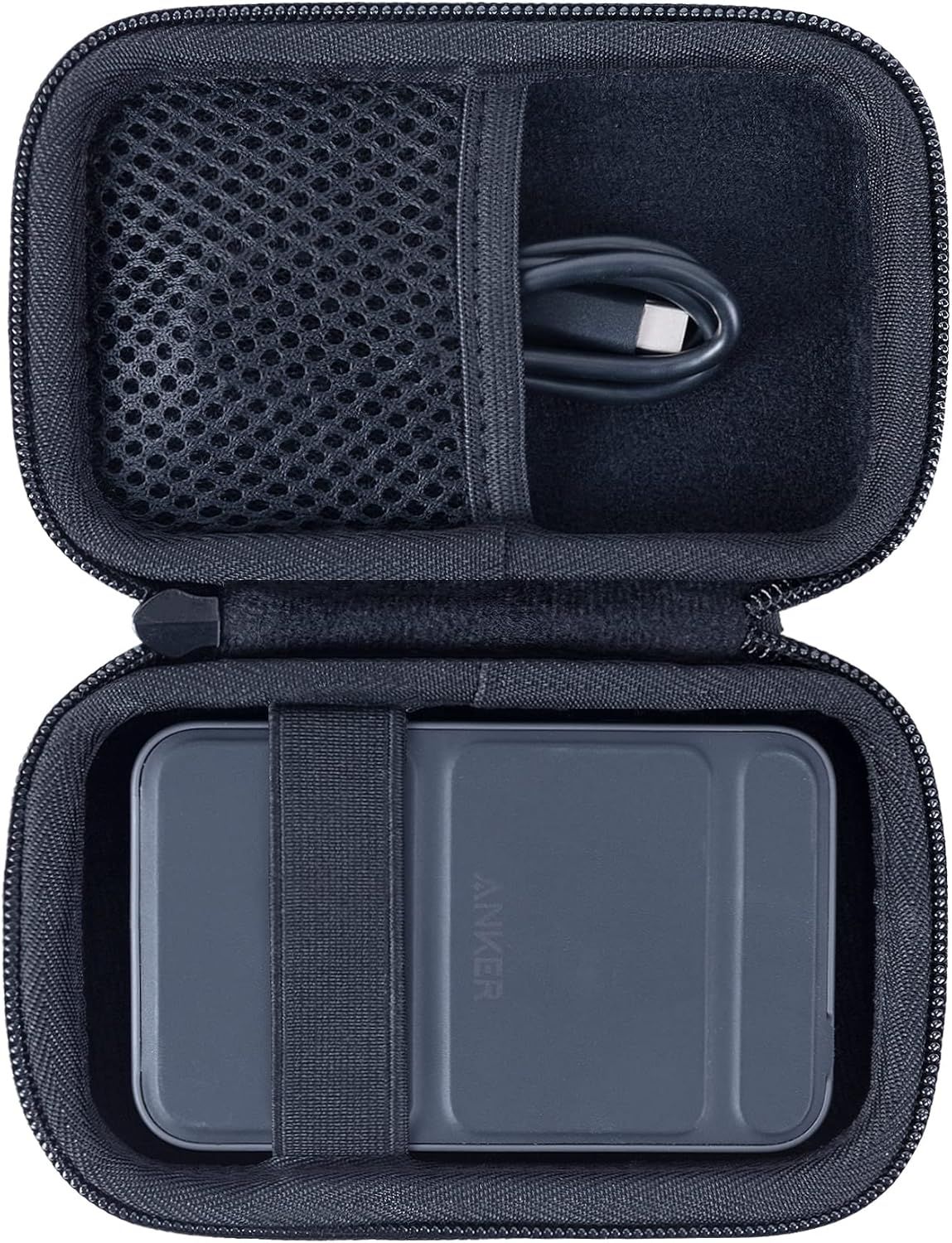 Étui de voyage Kalanka Dur pour Anker PowerCore Magnetic 5K avec support, banque d'alimentation externe de 5000 mAh (noir)