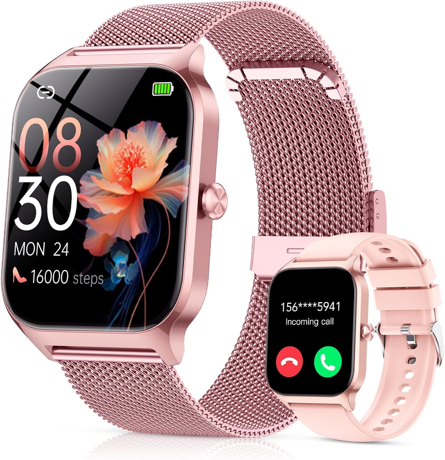 Reloj inteligente para mujeres CASCHO con llamadas Bluetooth, pantalla HD de 1,85 pulgadas y rastreador de aptitud