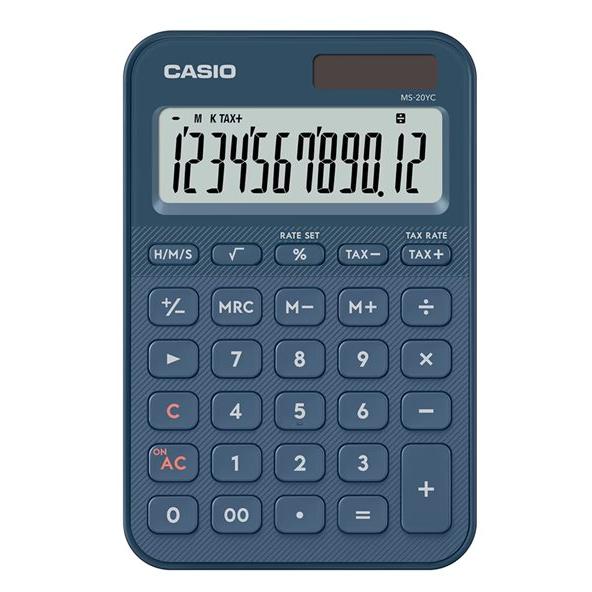 Casio MS-20YC Solar-Powered Calculator, 12-Digit, Marine Blue