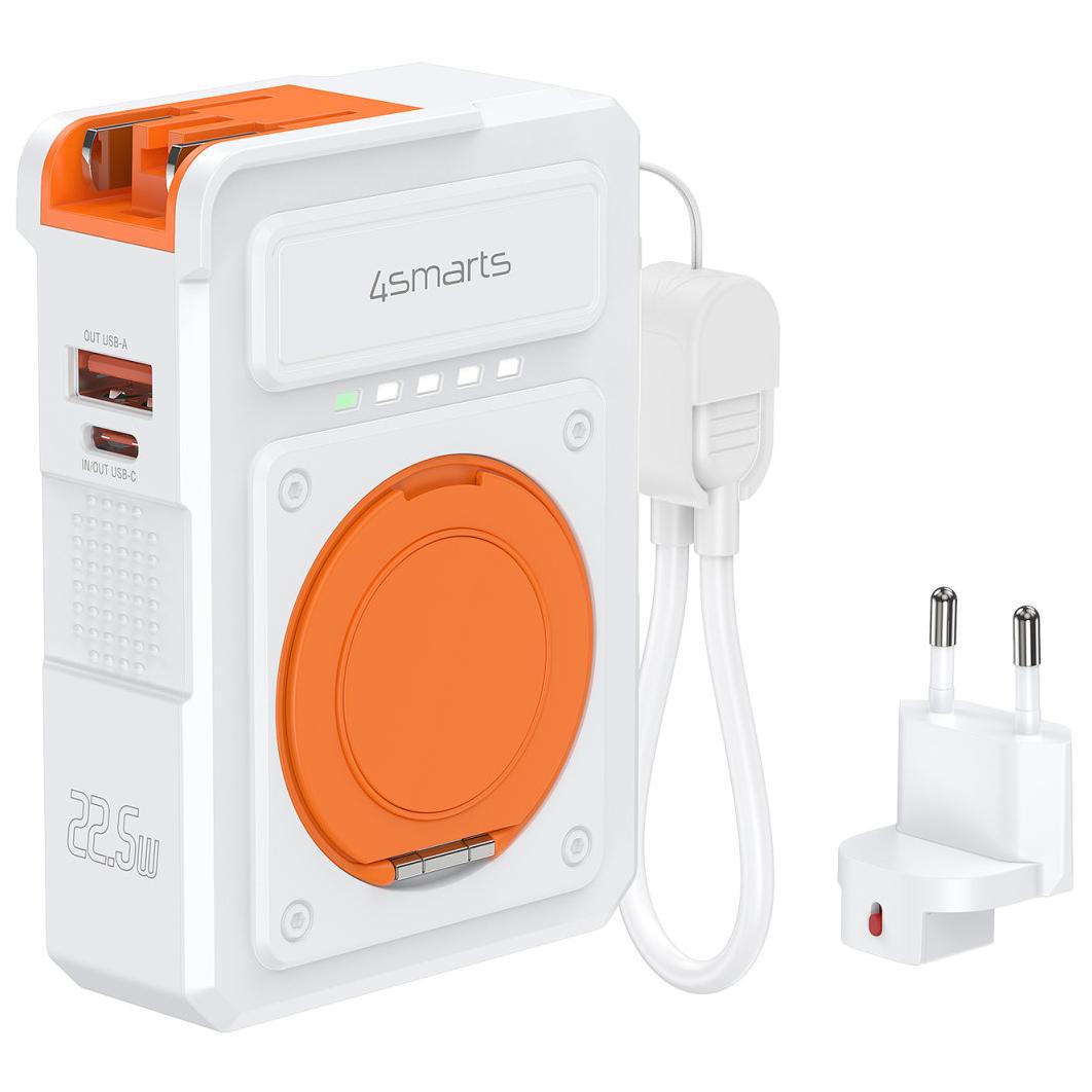 4Smarts 10,000 mAh Lithium Polymer (LiPo) Power Bank with Wireless Charging - Orange and White