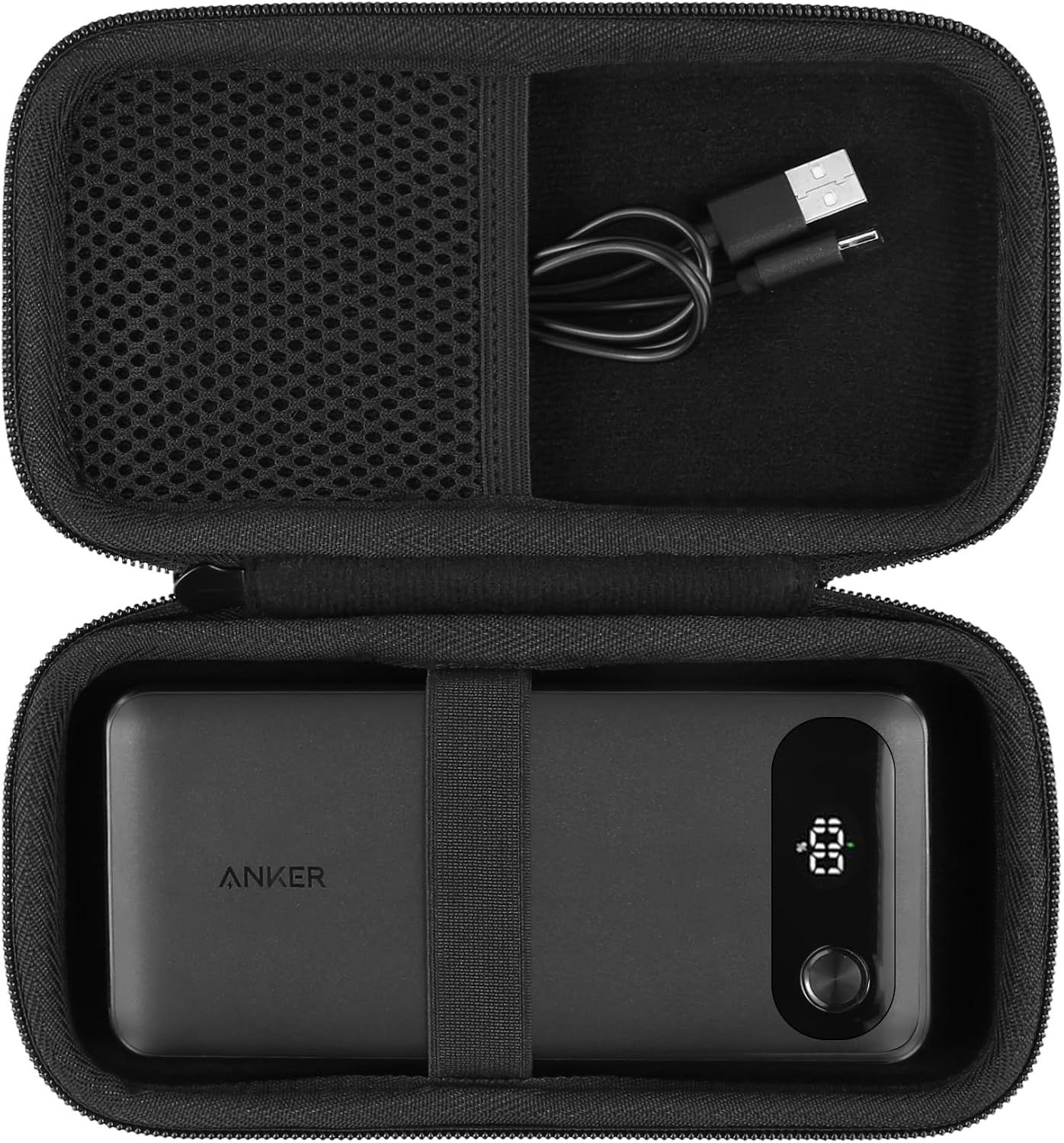 Estuche de transporte rígido ELVORIX para banco de energía Anker 20.000 mAh, cargador portátil con cable USB-C integrado, bolsa de almacenamiento para batería de carga rápida máxima de 87 W, estuche único