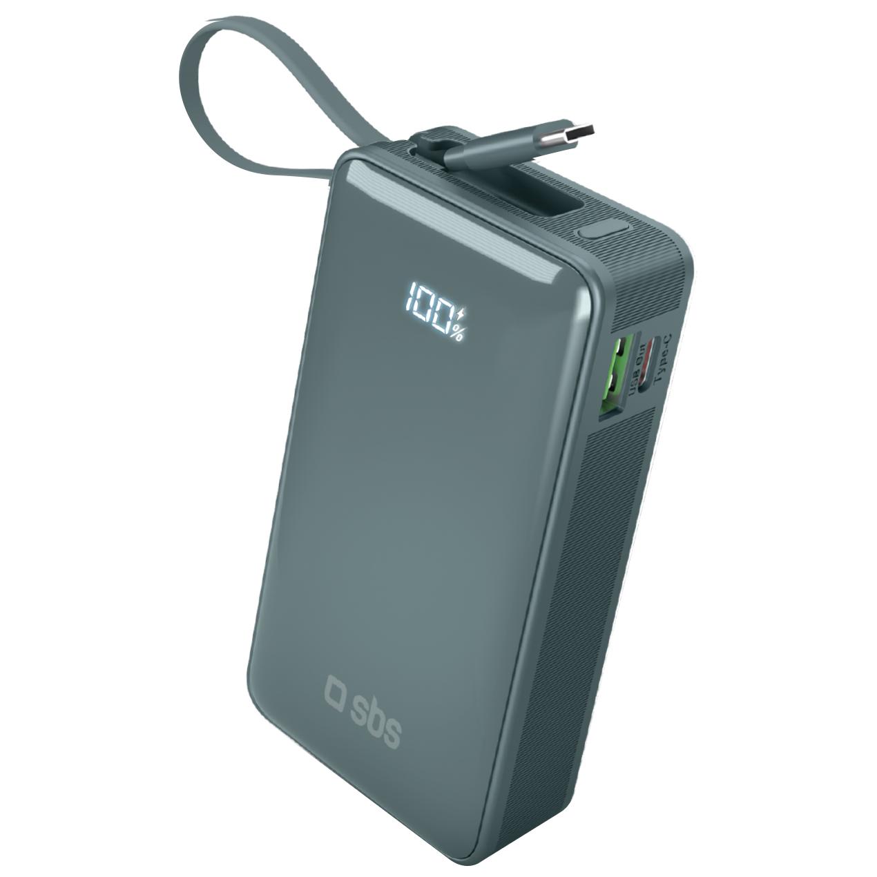 Sbs Power Bank 10000mAh, Adaptive Fast Charging, Blue