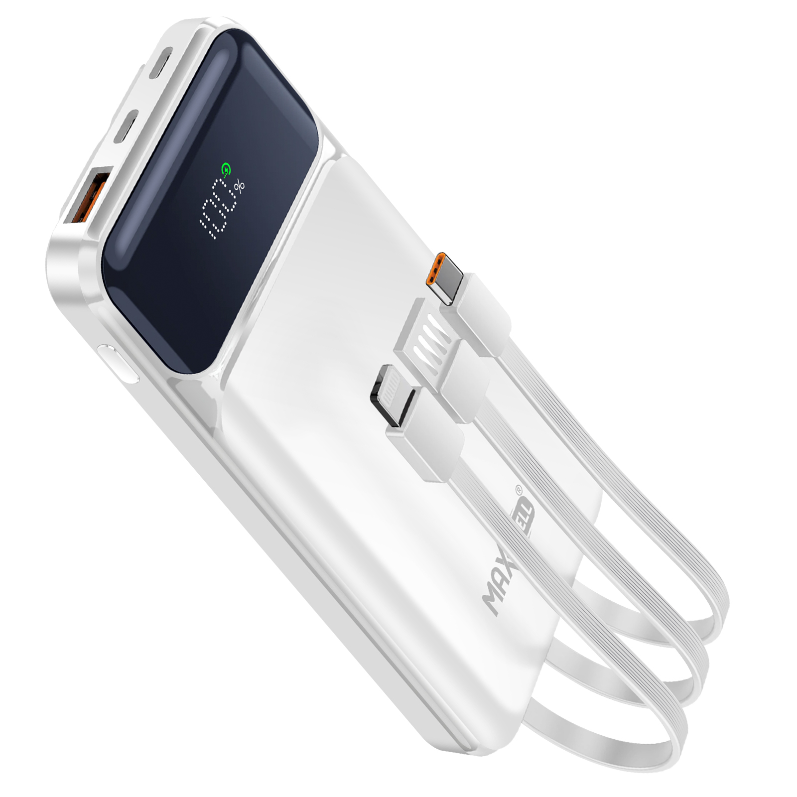 MAXEXCELL 10,000mAh Power Bank with USB-C, Lightning, and USB Ports