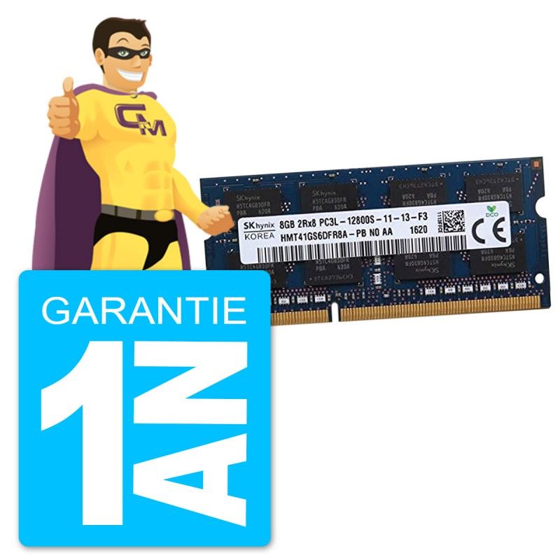 8GB DDR3 SODIMM RAM (PC3L-12800S, 1333MHz, CL9, 1.35V) - Hynix HMT41GS6DFR8A-PB