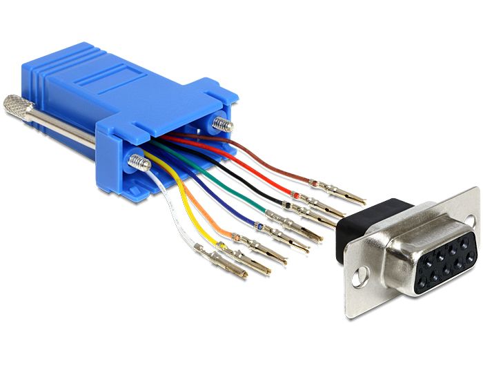 Adaptador de serie Delock - RJ-45 Femenino a DB-9 Femenino - Azul