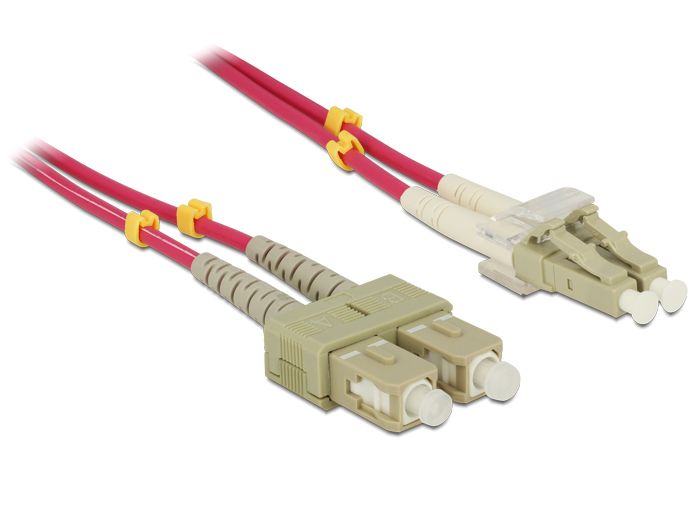 Delock Network Cable - Multimode SC to LC - 3m - Optical Fiber - 50/125µm - OM4 - Halogen-Free - Purple