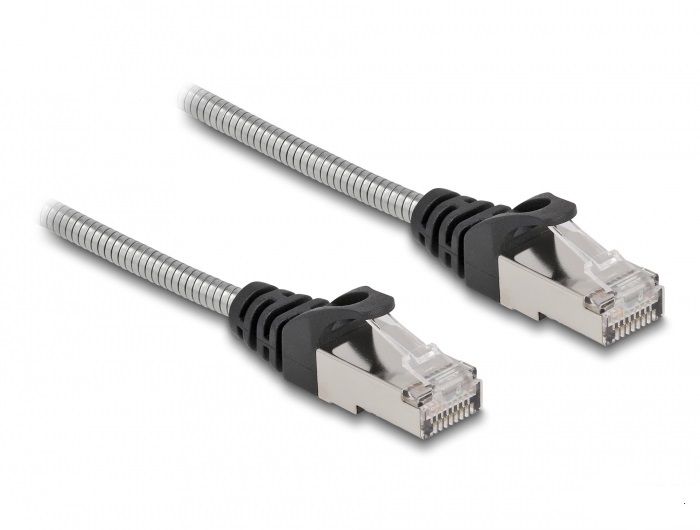 Delock Cat6a Network Cable, Black/Silver, 1m (U/FTP STP)