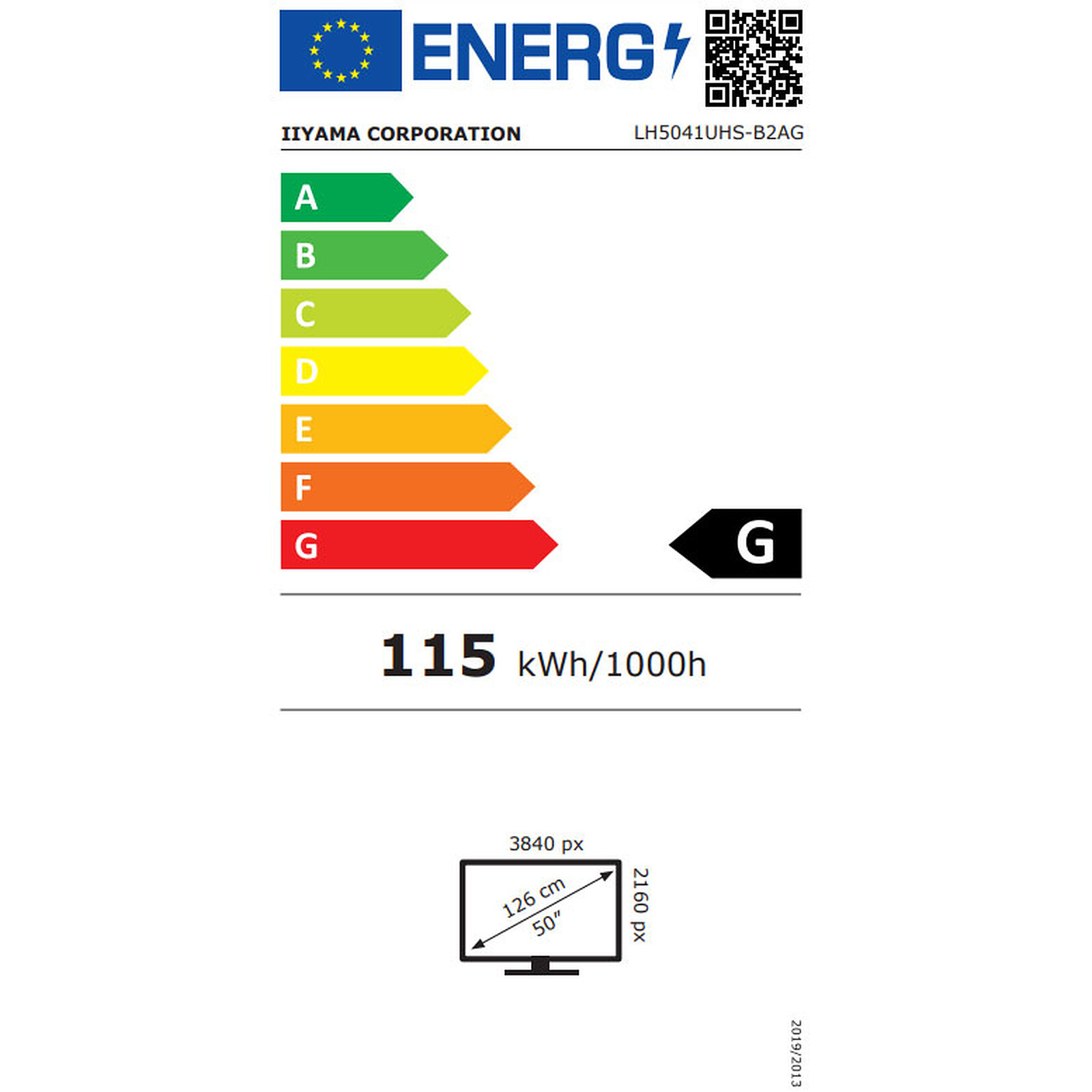 Pantalla LED iiyama ProLite LH5041UHS-B2AG de 50 pulgadas