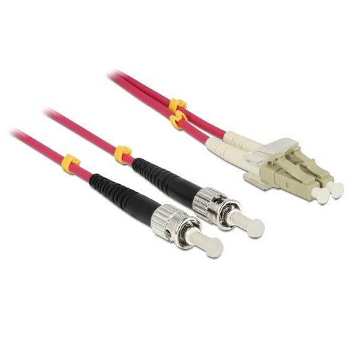 Cable óptico Delock - Multimodo ST a LC - 3 m - 50/125 micras OM4 - Sin halógeno - Púrpura