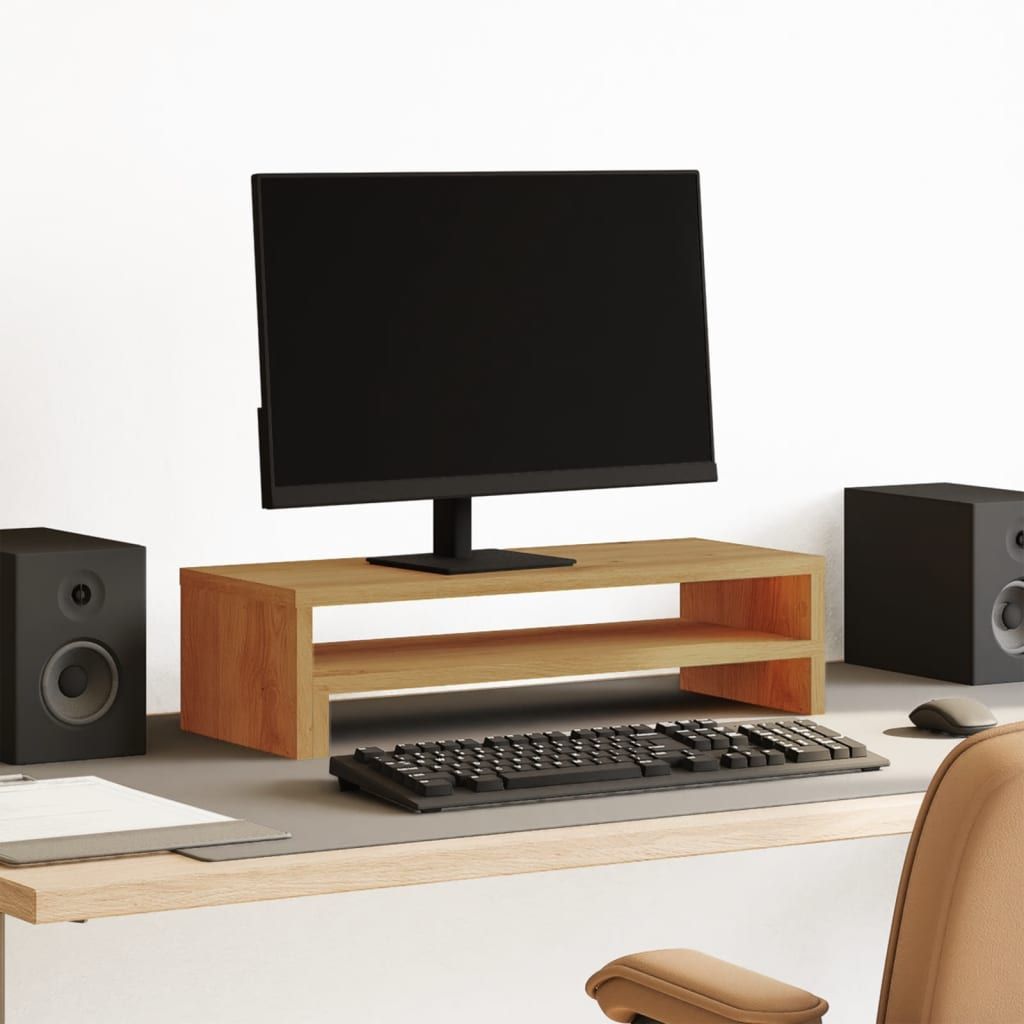 VIDAXL Artisanal Monitor Stand, Oak Wood Engineering