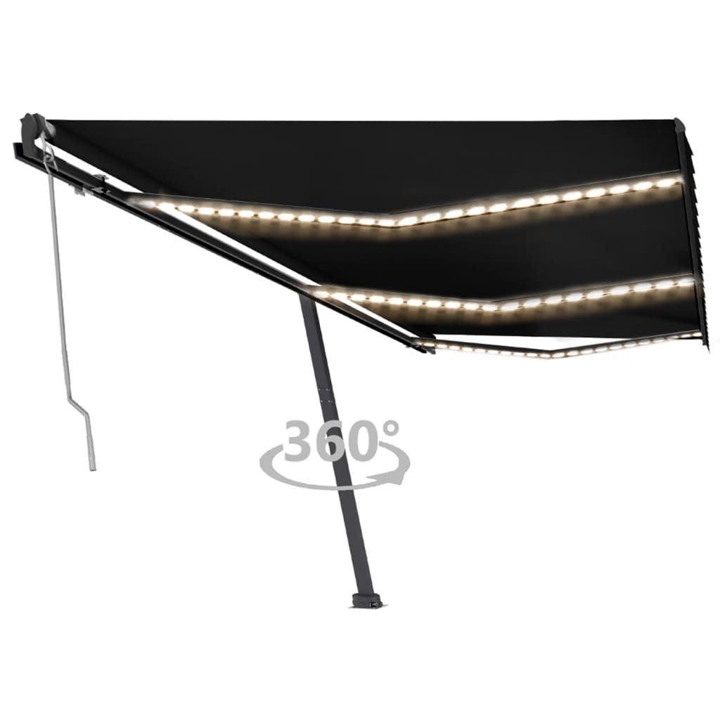 VIDAXL Retractable Outdoor Awning, 54x22x15 cm Engineering Wood Frame, Charcoal Grey
