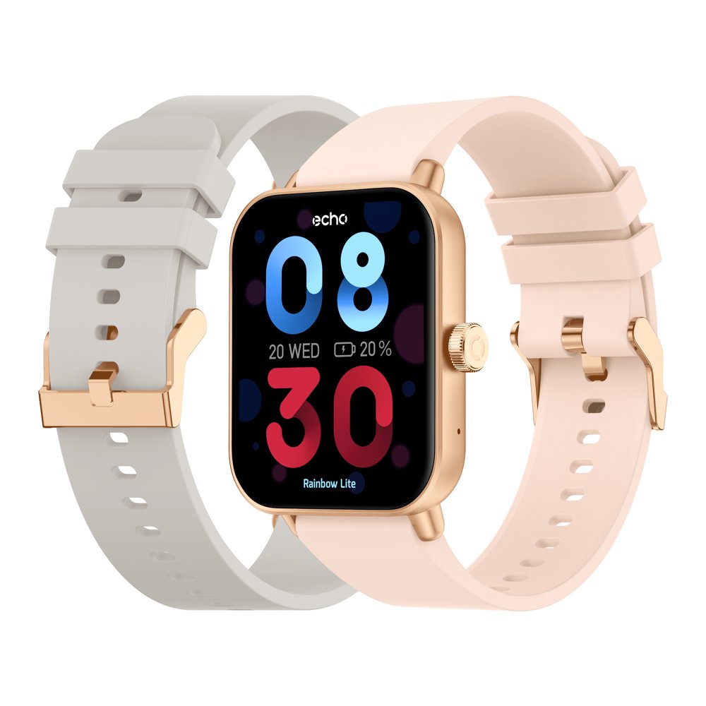 Echo Rainbow Lite Smartwatch, Rose Gold + Grey Strap