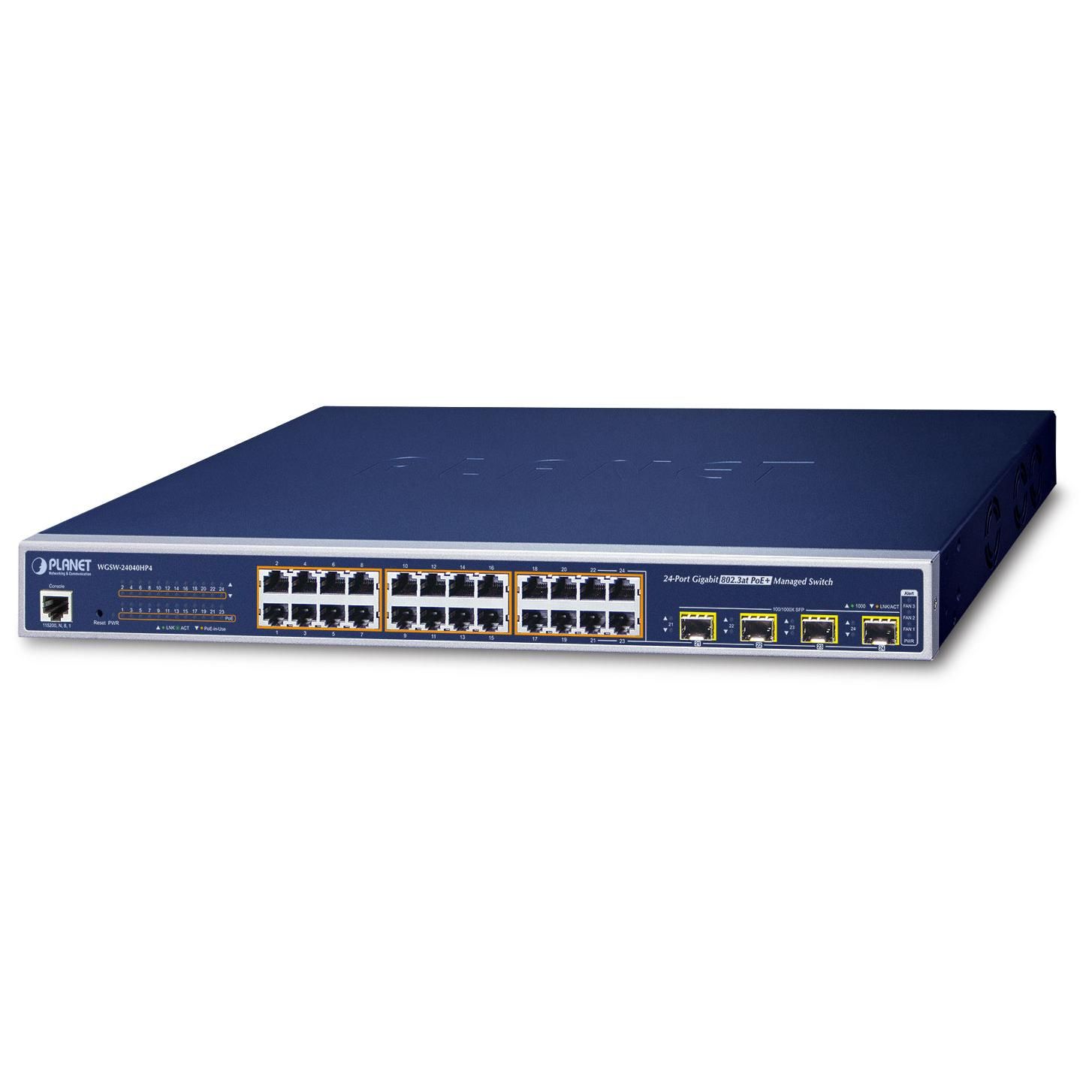 Planet WGSW-24040HP4 Managed Network Switch L2/L4 Gigabit Ethernet (10/100/1000) with Ethernet Connection and PoE