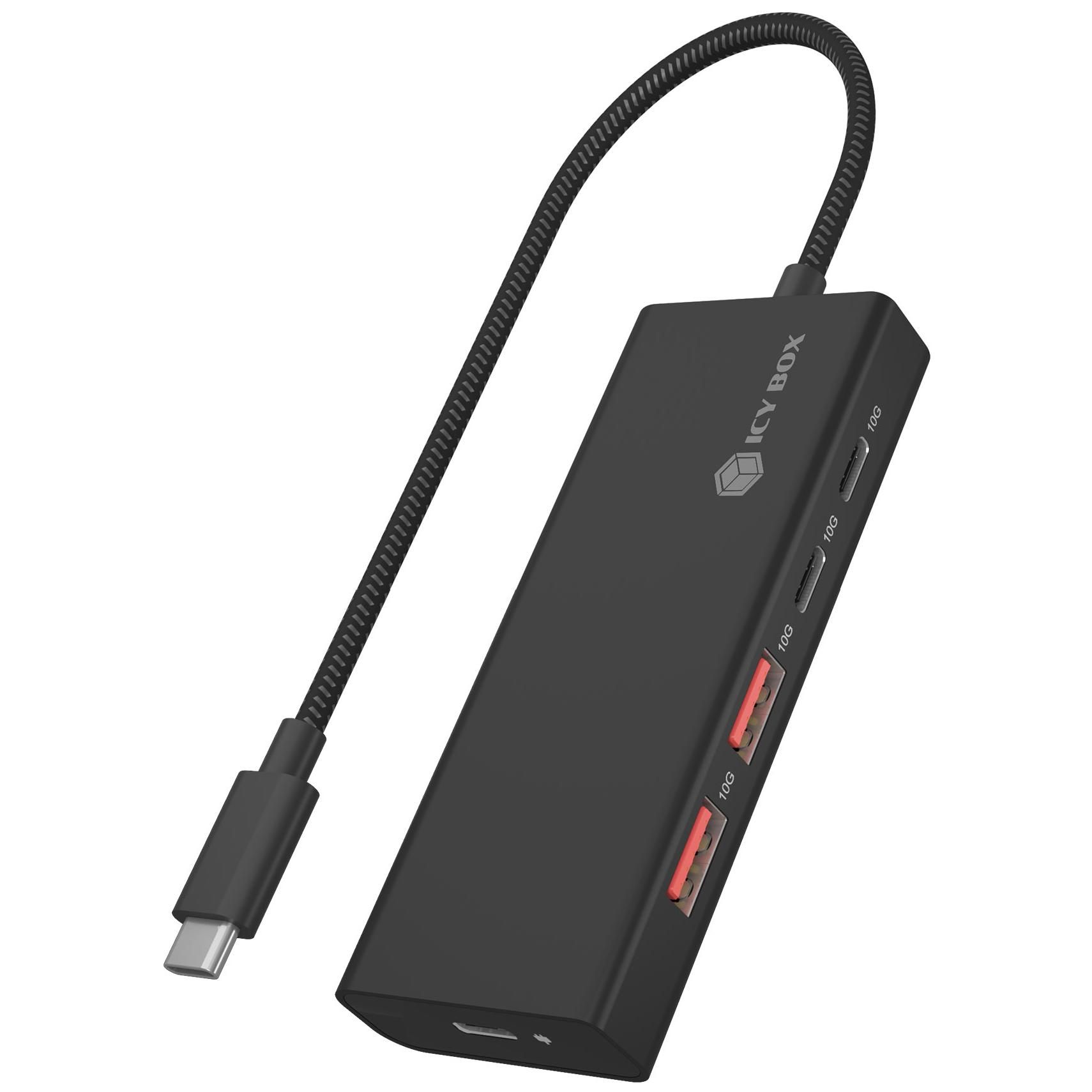 Icy Box IB-HUB1436-CPD USB 3.2 Gen 2 (3.1 Gen 2) Type-A Hub, Black