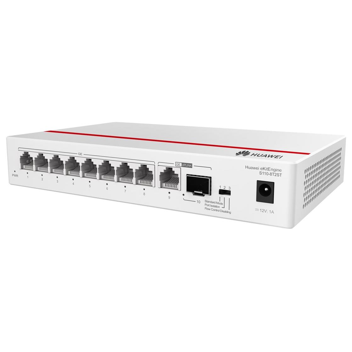 Huawei eKitEngine S110 Series S110-8T2ST - Switch - Unmanaged - 8 x 10/100/1000 + 1 x 10/100/1000 (uplink) + 1 x Gigabit SFP (uplink) - Desk, Wall Mount