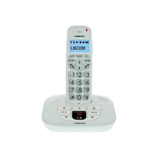 Logicom Confort 155T - Téléphone sans fil - Système de répondeur avec identification de l'appelant - DECT - Blanc